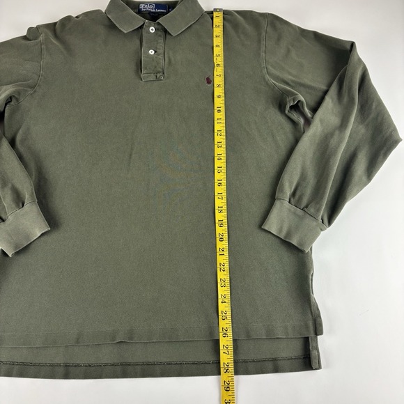 VTG Polo Ralph Lauren Large Cotton Knit Hunter Green Pony Long Sleeve Shirt - Picture 8 of 8